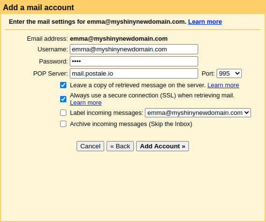 Gmail - add a mail account step 3.